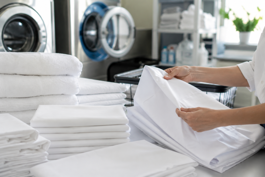 hotel linen care after commercial washing